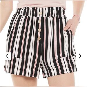 JOE B Black, Pink & White Striped Challis Shorts Size Small NWOT